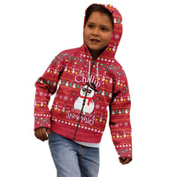 Christmas Chillin With My Snowmies Kid Hoodie Cool Snowman Red Snowflake Light String - Wonder Print Shop