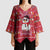 Christmas Chillin With My Snowmies Kimono Sleeve Blouse Cool Snowman Red Snowflake Light String - Wonder Print Shop