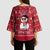 Christmas Chillin With My Snowmies Kimono Sleeve Blouse Cool Snowman Red Snowflake Light String - Wonder Print Shop