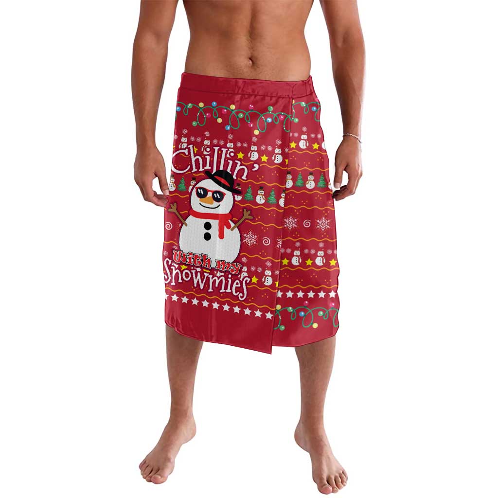 Christmas Chillin With My Snowmies Lavalava Cool Snowman Red Snowflake Light String - Wonder Print Shop