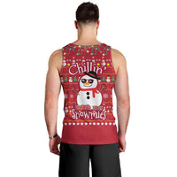 Christmas Chillin With My Snowmies Men Tank Top Cool Snowman Red Snowflake Light String - Wonder Print Shop