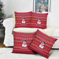 Christmas Chillin With My Snowmies Pillow Cover Cool Snowman Red Snowflake Light String - Wonder Print Shop