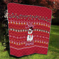 Christmas Chillin With My Snowmies Quilt Cool Snowman Red Snowflake Light String - Wonder Print Shop