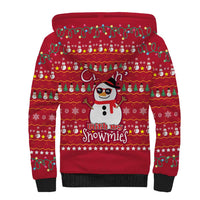 Christmas Chillin With My Snowmies Sherpa Hoodie Cool Snowman Red Snowflake Light String - Wonder Print Shop