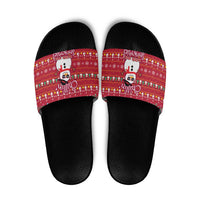 Christmas Chillin With My Snowmies Slide Sandals Cool Snowman Red Snowflake Light String - Wonder Print Shop