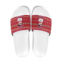 Christmas Chillin With My Snowmies Slide Sandals Cool Snowman Red Snowflake Light String - Wonder Print Shop