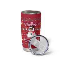 Christmas Chillin With My Snowmies Tumbler Cup Cool Snowman Red Snowflake Light String - Wonder Print Shop