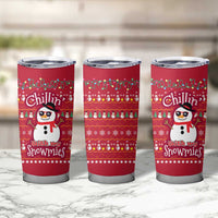 Christmas Chillin With My Snowmies Tumbler Cup Cool Snowman Red Snowflake Light String - Wonder Print Shop