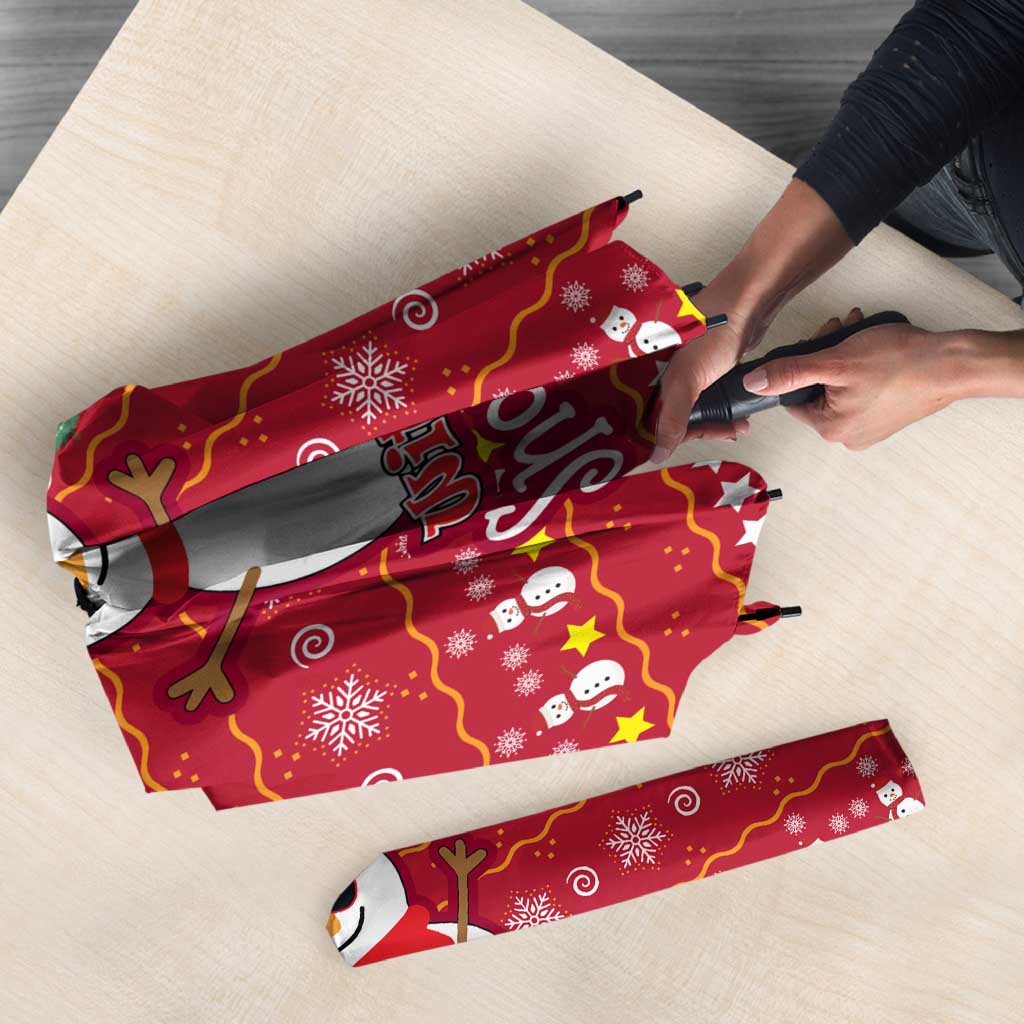 Christmas Chillin With My Snowmies Umbrella Cool Snowman Red Snowflake Light String - Wonder Print Shop