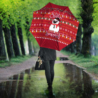 Christmas Chillin With My Snowmies Umbrella Cool Snowman Red Snowflake Light String - Wonder Print Shop