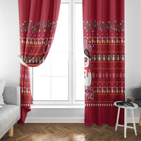 Christmas Chillin With My Snowmies Window Curtain Cool Snowman Red Snowflake Light String - Wonder Print Shop