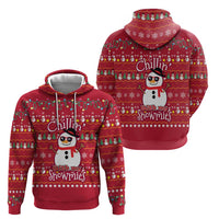Christmas Chillin With My Snowmies Zip Hoodie Cool Snowman Red Snowflake Light String - Wonder Print Shop