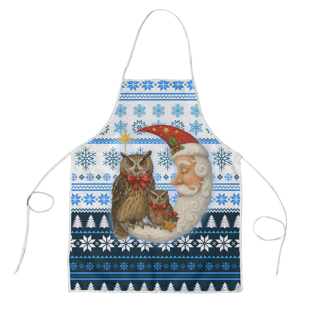 Owl Love Santa Moon Christmas Apron Xmas Holiday Patterns - Wonder Print Shop