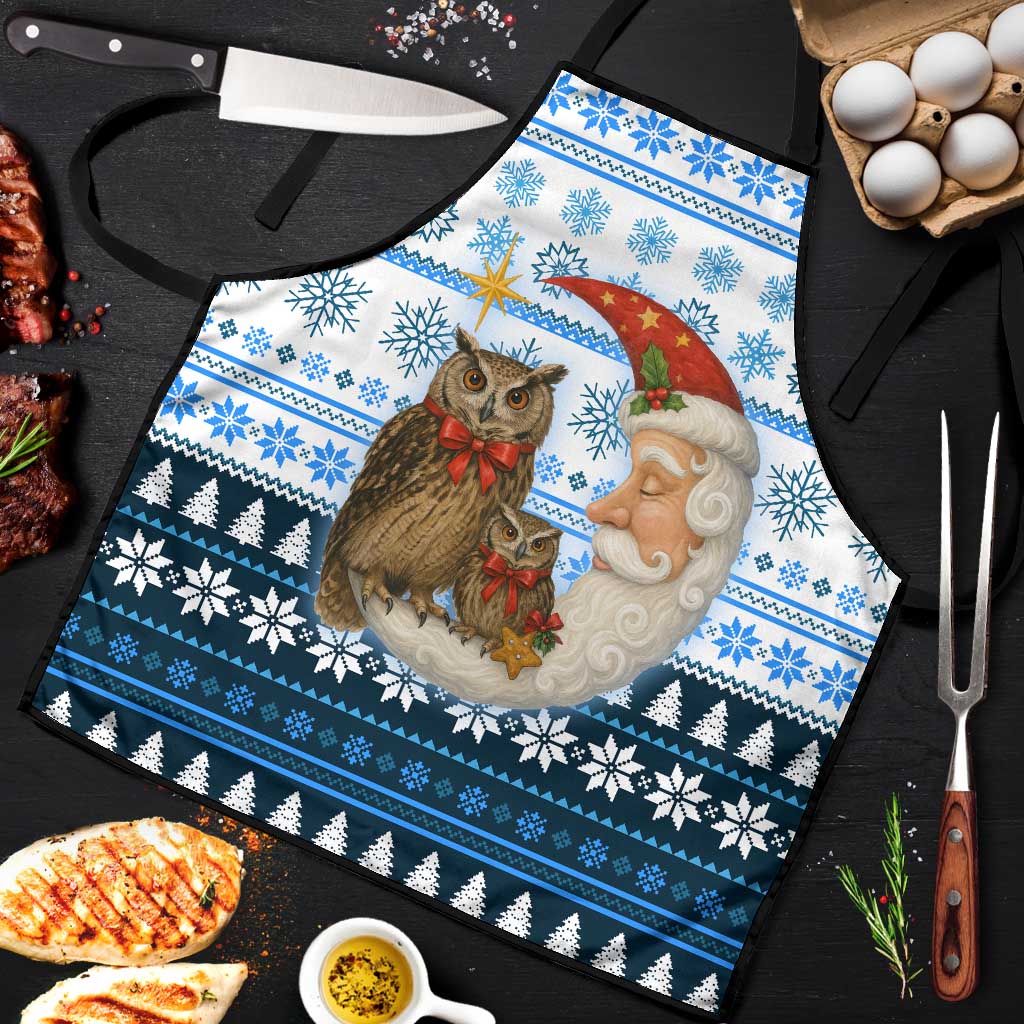 Owl Love Santa Moon Christmas Apron Xmas Holiday Patterns - Wonder Print Shop