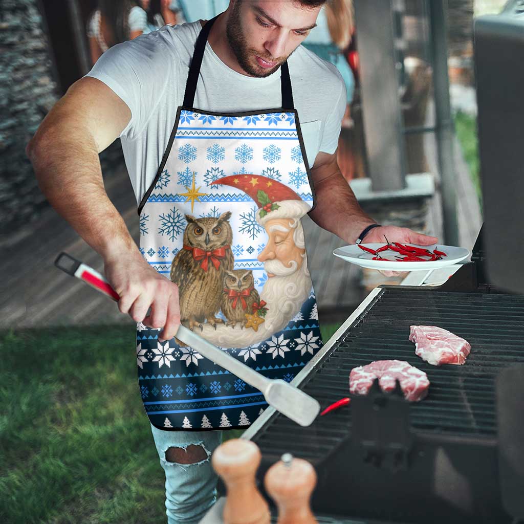 Owl Love Santa Moon Christmas Apron Xmas Holiday Patterns - Wonder Print Shop
