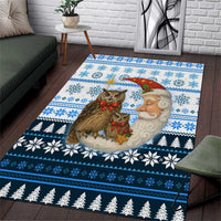 Owl Love Santa Moon Christmas Area Rug Xmas Holiday Patterns - Wonder Print Shop