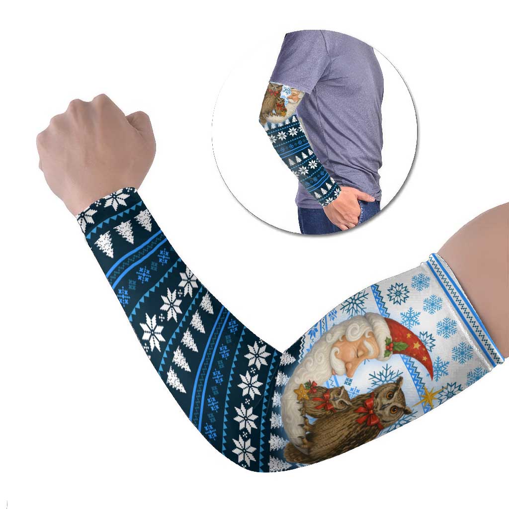 Owl Love Santa Moon Christmas Arm Sleeves Xmas Holiday Patterns - Wonder Print Shop