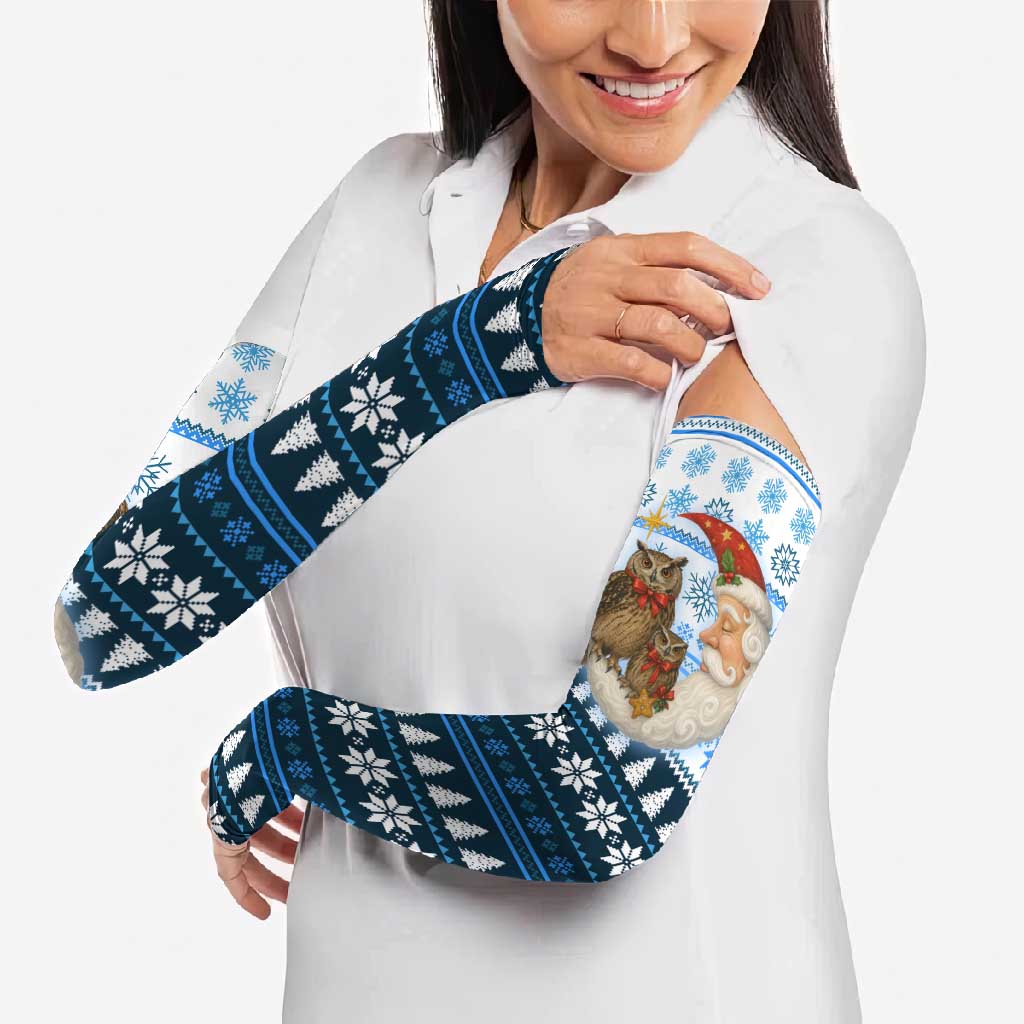 Owl Love Santa Moon Christmas Arm Sleeves Xmas Holiday Patterns - Wonder Print Shop