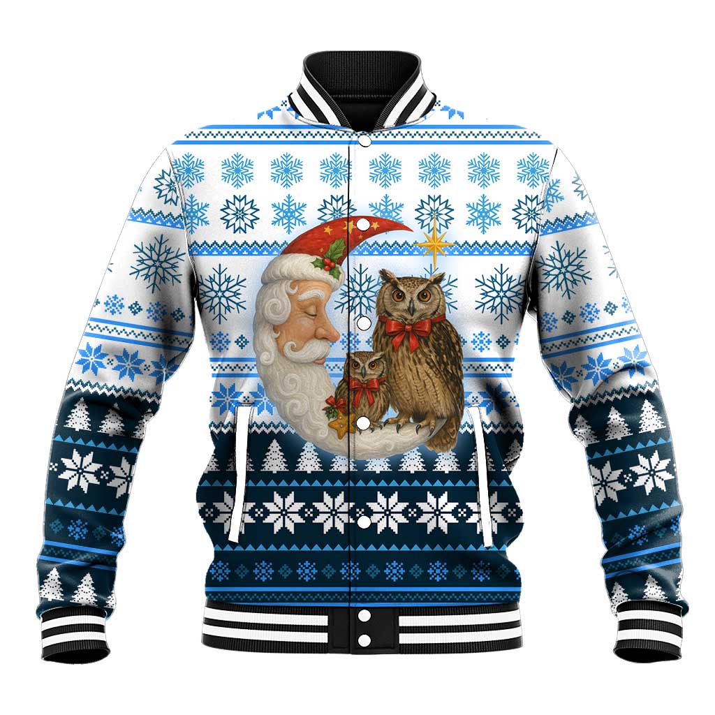 Owl Love Santa Moon Christmas Baseball Jacket Xmas Holiday Patterns - Wonder Print Shop