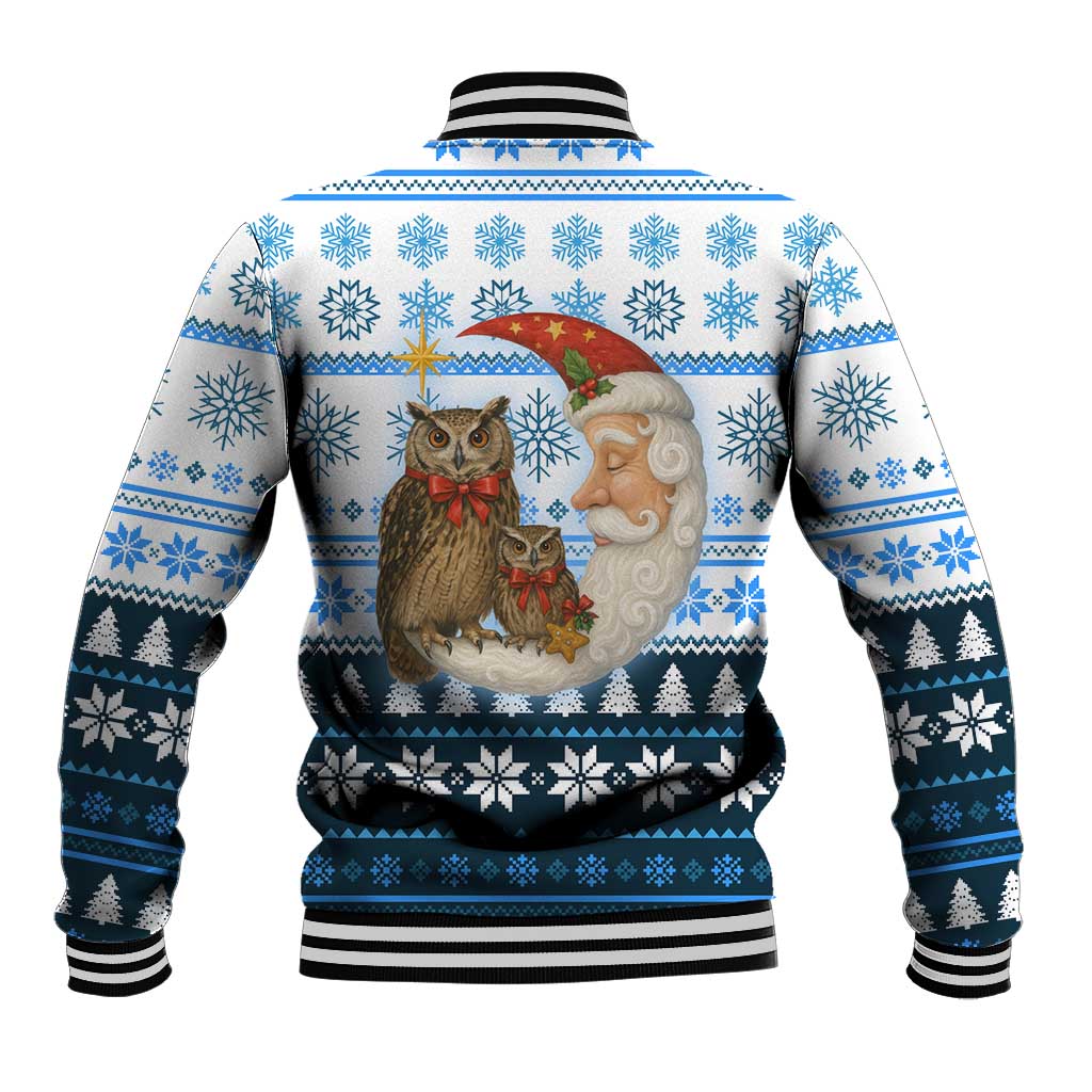 Owl Love Santa Moon Christmas Baseball Jacket Xmas Holiday Patterns - Wonder Print Shop