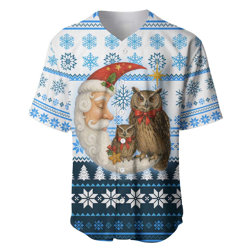 Owl Love Santa Moon Christmas Baseball Jersey Xmas Holiday Patterns - Wonder Print Shop