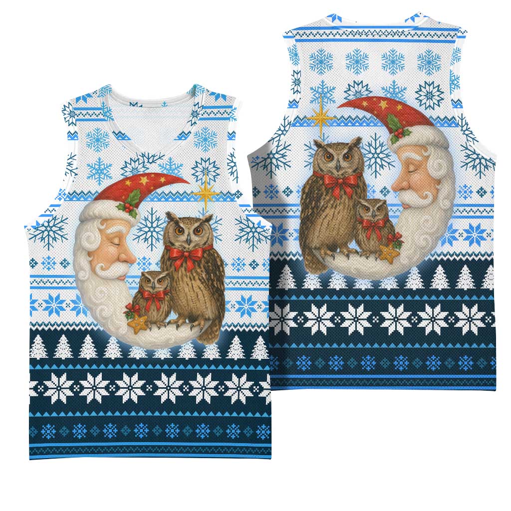 Owl Love Santa Moon Christmas Basketball Jersey Xmas Holiday Patterns - Wonder Print Shop