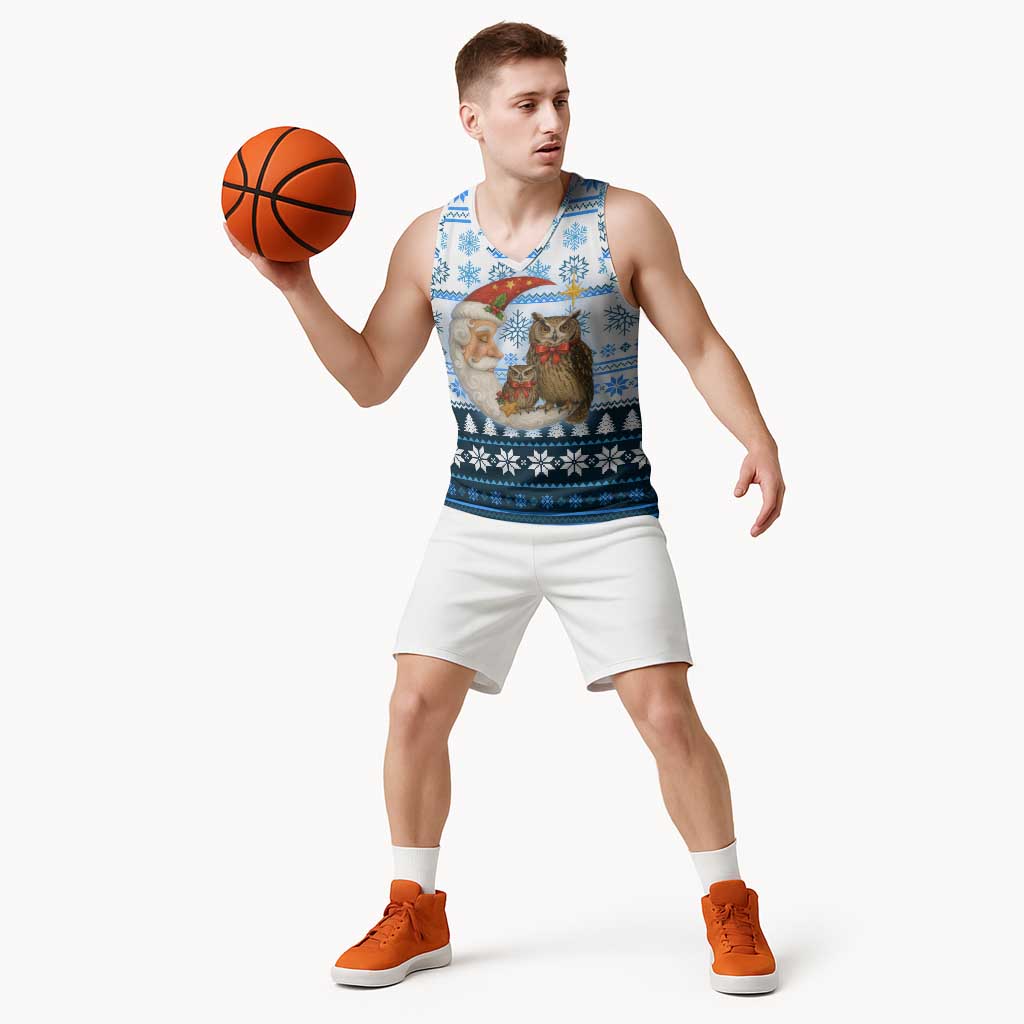 Owl Love Santa Moon Christmas Basketball Jersey Xmas Holiday Patterns - Wonder Print Shop