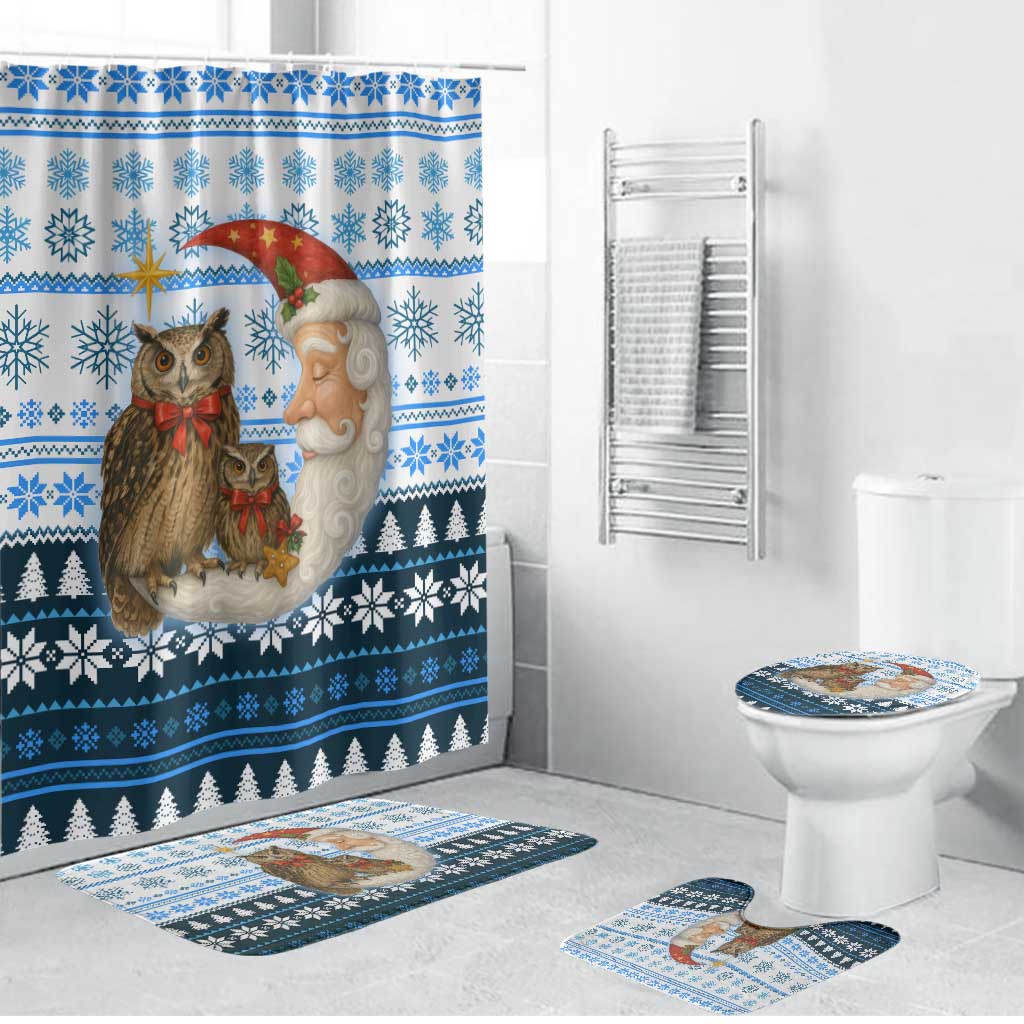 Owl Love Santa Moon Christmas Bathroom Set Xmas Holiday Patterns - Wonder Print Shop