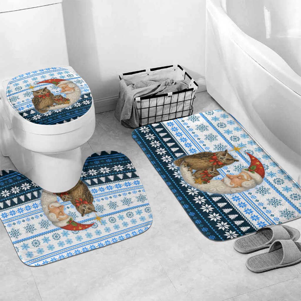 Owl Love Santa Moon Christmas Bathroom Set Xmas Holiday Patterns - Wonder Print Shop
