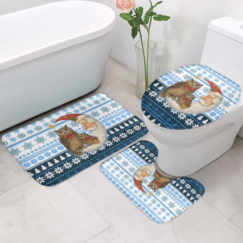 Owl Love Santa Moon Christmas Bathroom Set Xmas Holiday Patterns - Wonder Print Shop