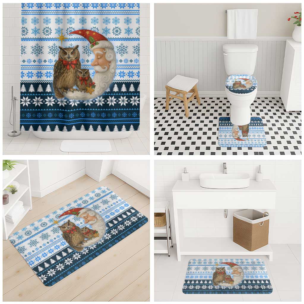 Owl Love Santa Moon Christmas Bathroom Set Xmas Holiday Patterns - Wonder Print Shop