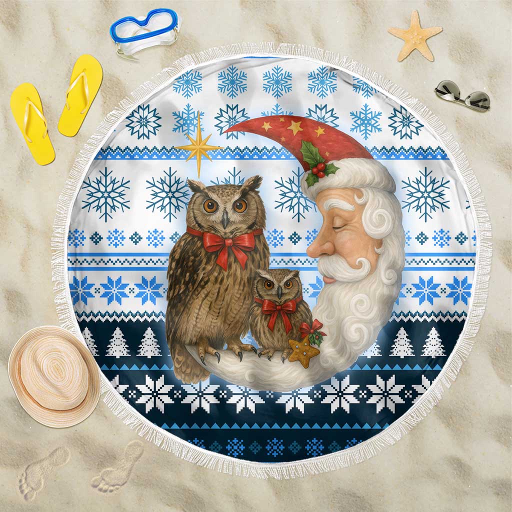 Owl Love Santa Moon Christmas Beach Blanket Xmas Holiday Patterns - Wonder Print Shop