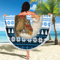 Owl Love Santa Moon Christmas Beach Blanket Xmas Holiday Patterns - Wonder Print Shop