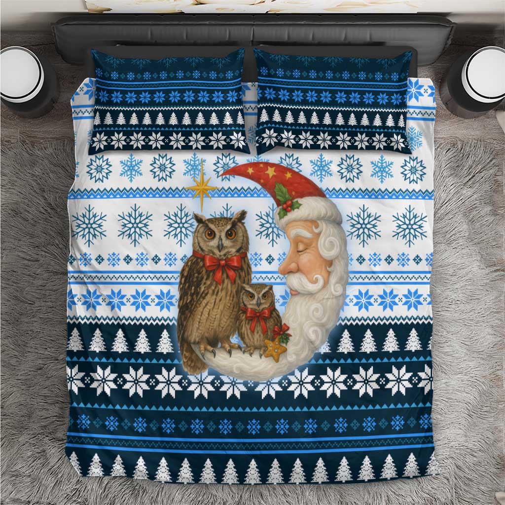 Owl Love Santa Moon Christmas Bedding Set Xmas Holiday Patterns - Wonder Print Shop