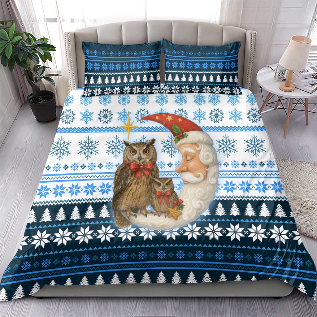 Owl Love Santa Moon Christmas Bedding Set Xmas Holiday Patterns - Wonder Print Shop