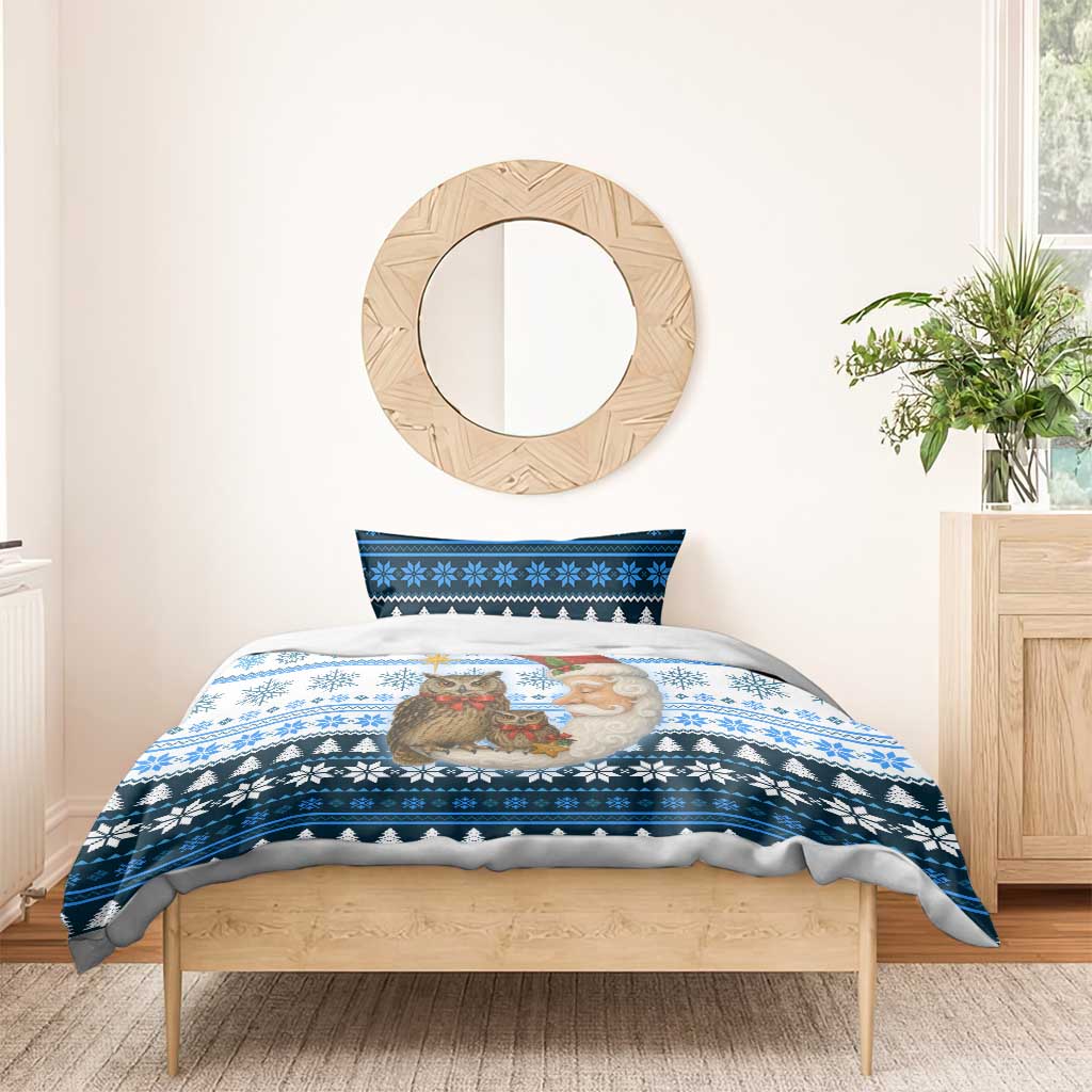 Owl Love Santa Moon Christmas Bedding Set Xmas Holiday Patterns - Wonder Print Shop