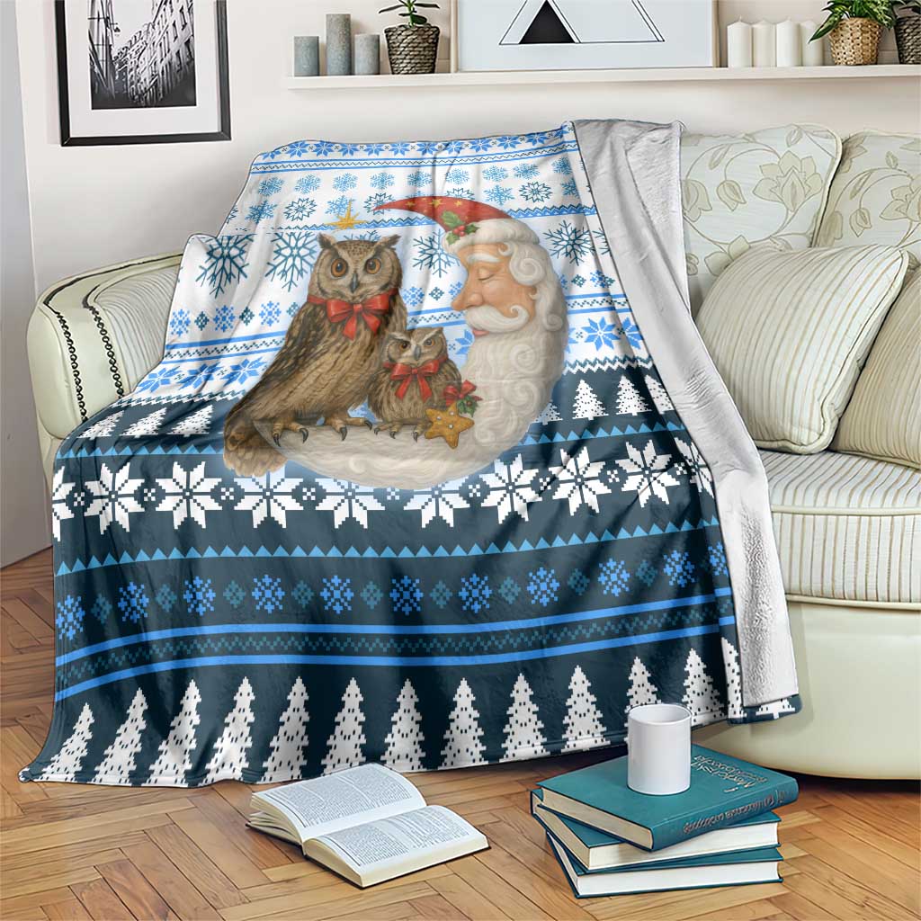 Owl Love Santa Moon Christmas Blanket Xmas Holiday Patterns - Wonder Print Shop