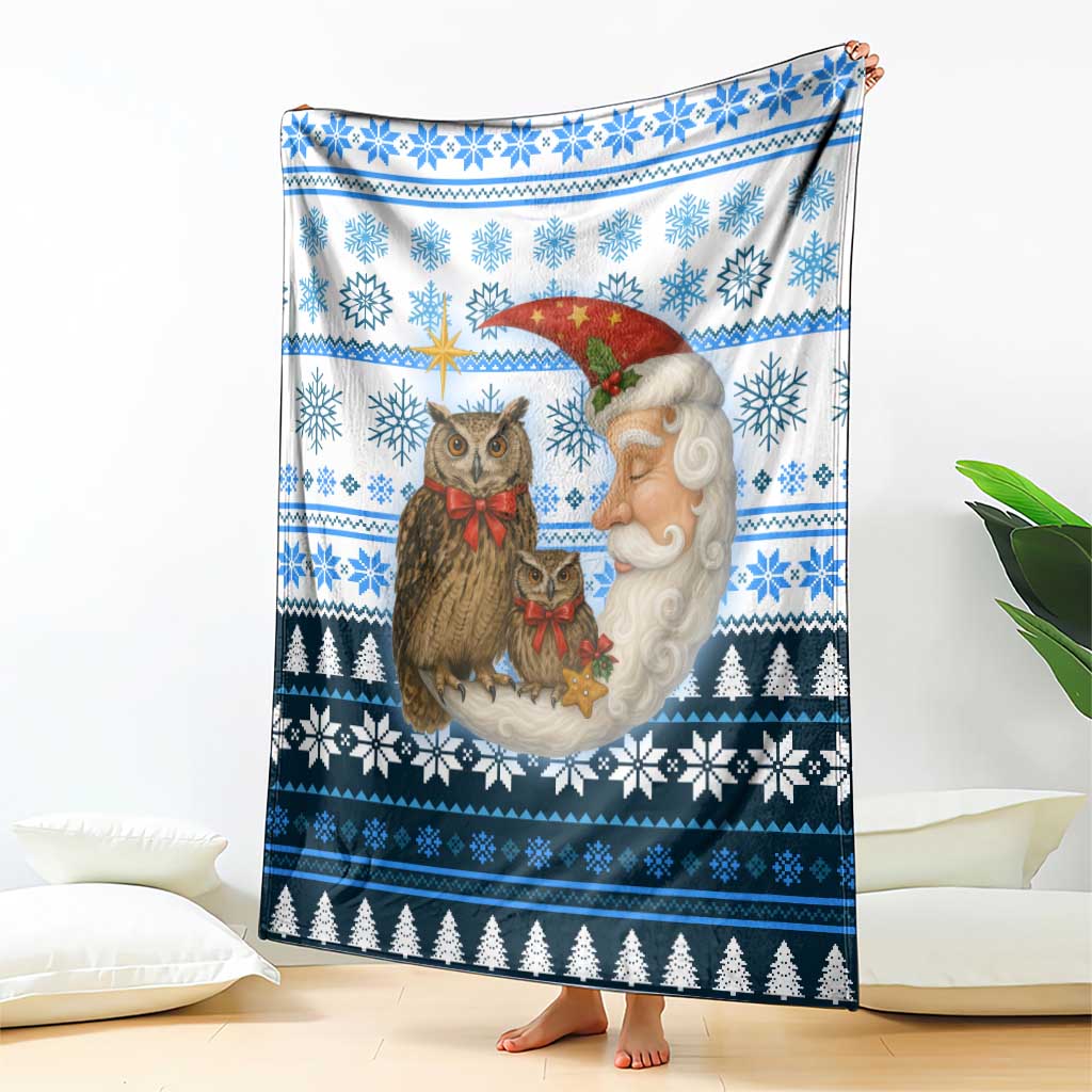 Owl Love Santa Moon Christmas Blanket Xmas Holiday Patterns - Wonder Print Shop