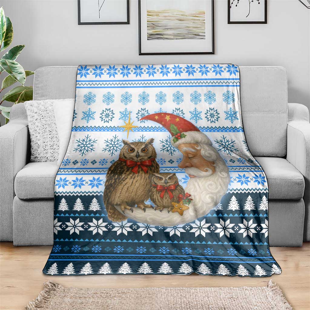 Owl Love Santa Moon Christmas Blanket Xmas Holiday Patterns - Wonder Print Shop