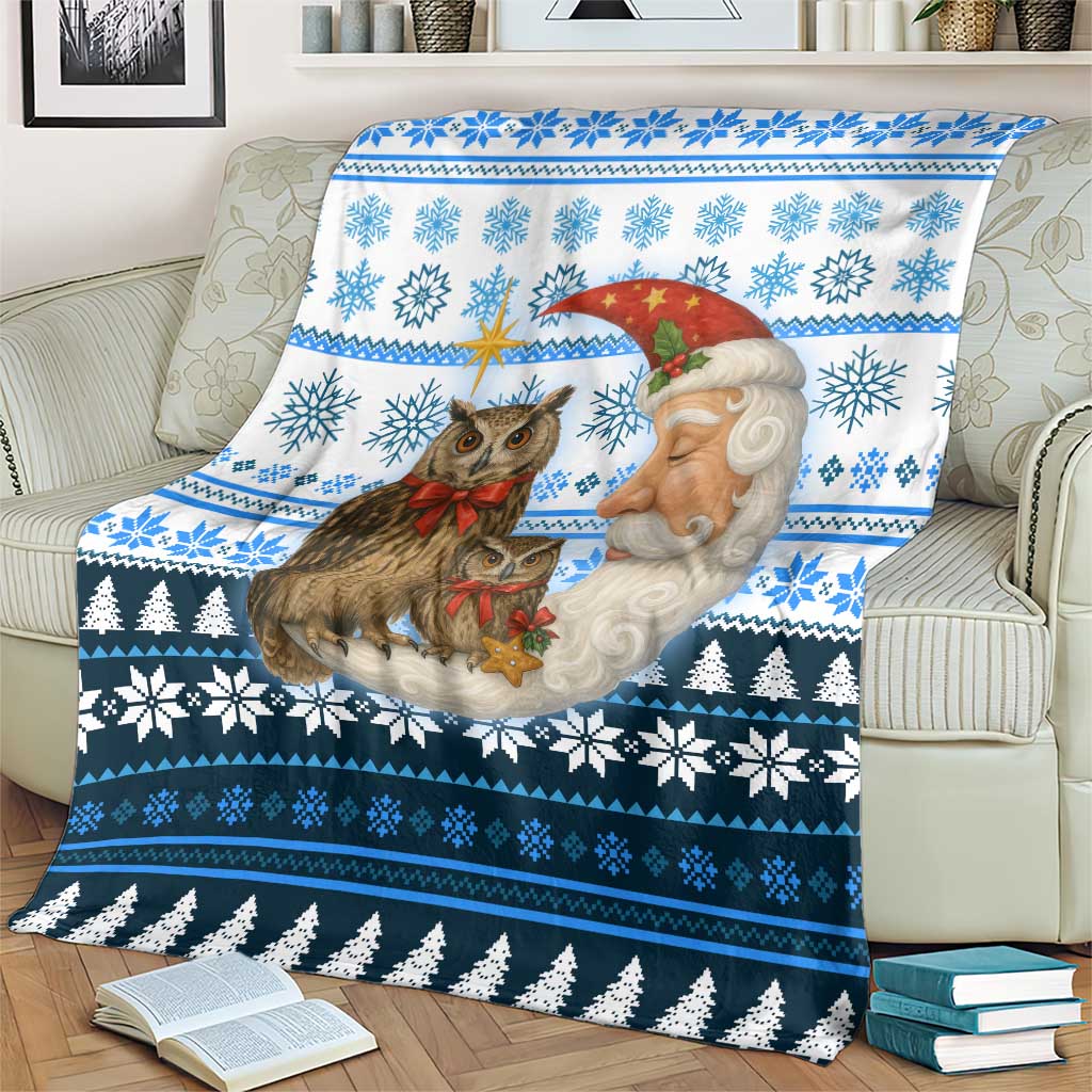 Owl Love Santa Moon Christmas Blanket Xmas Holiday Patterns - Wonder Print Shop