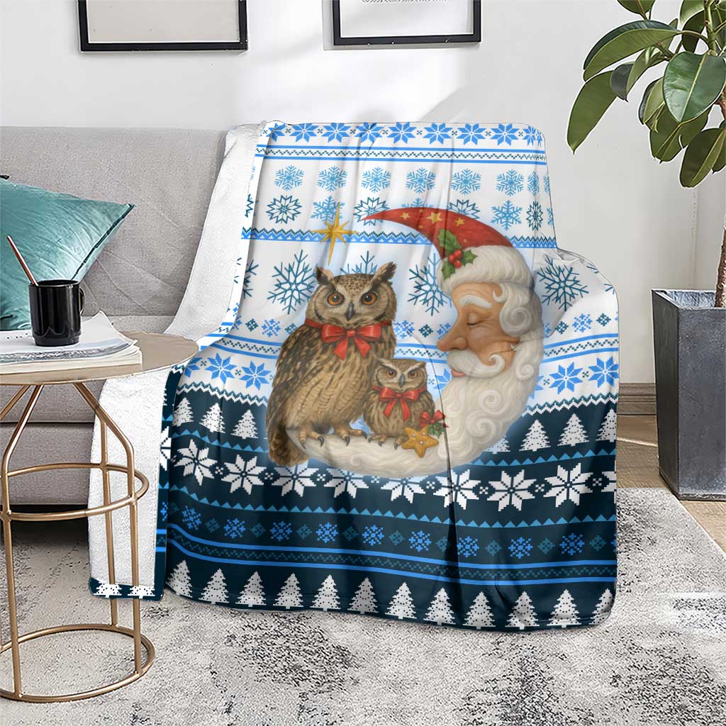 Owl Love Santa Moon Christmas Blanket Xmas Holiday Patterns - Wonder Print Shop