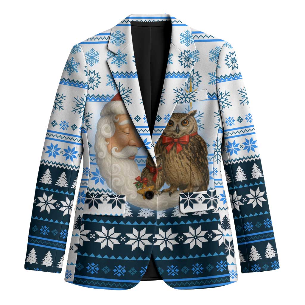 Owl Love Santa Moon Christmas Blazer Xmas Holiday Patterns - Wonder Print Shop