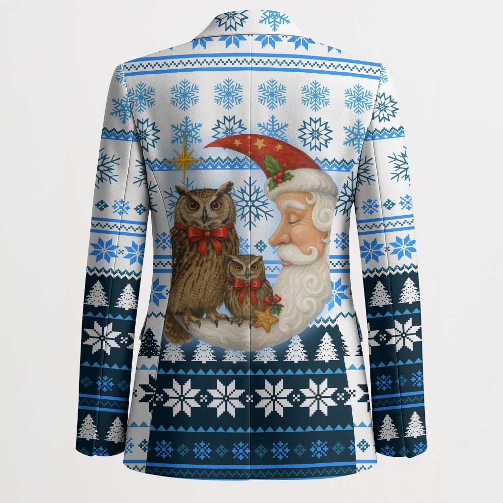 Owl Love Santa Moon Christmas Blazer Xmas Holiday Patterns - Wonder Print Shop
