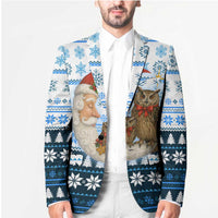 Owl Love Santa Moon Christmas Blazer Xmas Holiday Patterns - Wonder Print Shop