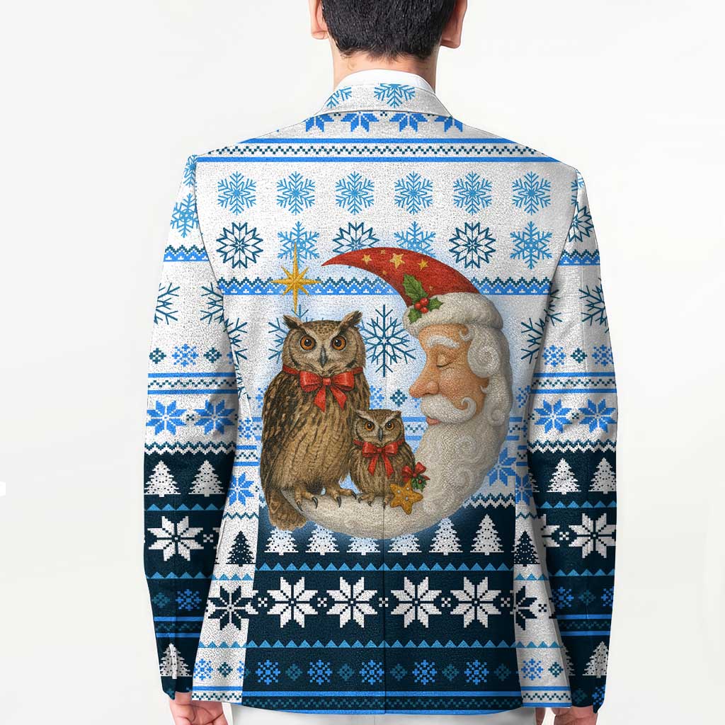 Owl Love Santa Moon Christmas Blazer Xmas Holiday Patterns - Wonder Print Shop