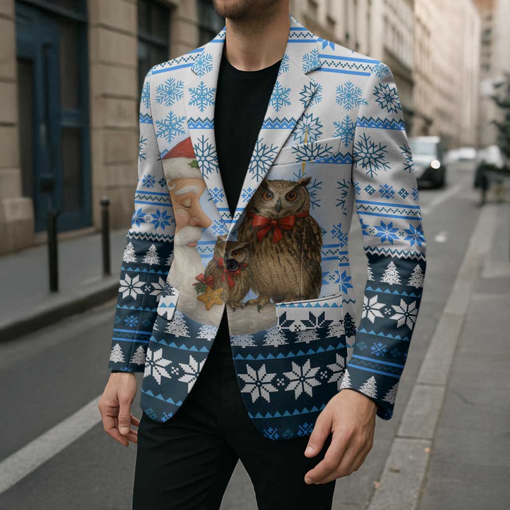 Owl Love Santa Moon Christmas Blazer Xmas Holiday Patterns - Wonder Print Shop