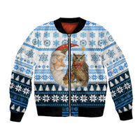 Owl Love Santa Moon Christmas Bomber Jacket Xmas Holiday Patterns - Wonder Print Shop
