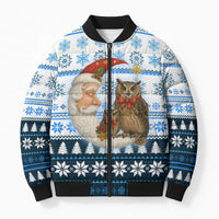 Owl Love Santa Moon Christmas Bomber Puffer Jacket Xmas Holiday Patterns - Wonder Print Shop