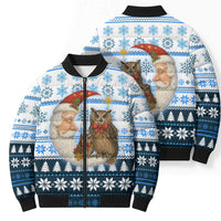 Owl Love Santa Moon Christmas Bomber Puffer Jacket Xmas Holiday Patterns - Wonder Print Shop