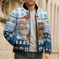 Owl Love Santa Moon Christmas Bomber Puffer Jacket Xmas Holiday Patterns - Wonder Print Shop